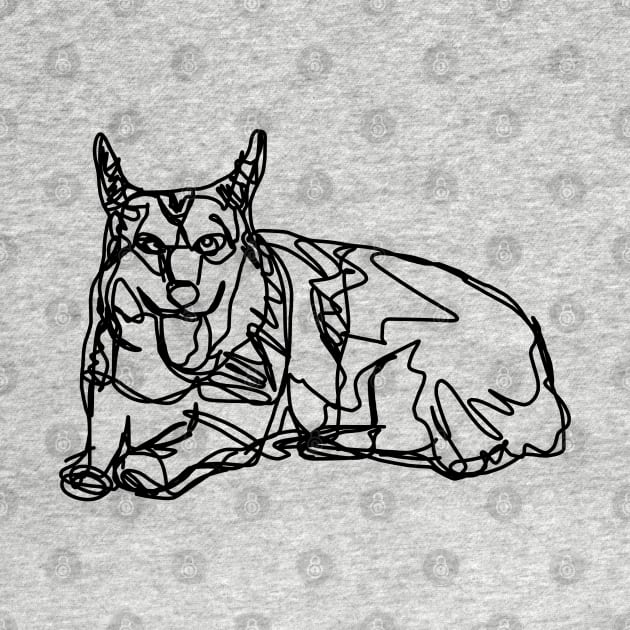 Corgi Doodle Sketch Tongue Out Tuesday Dog by ellenhenryart